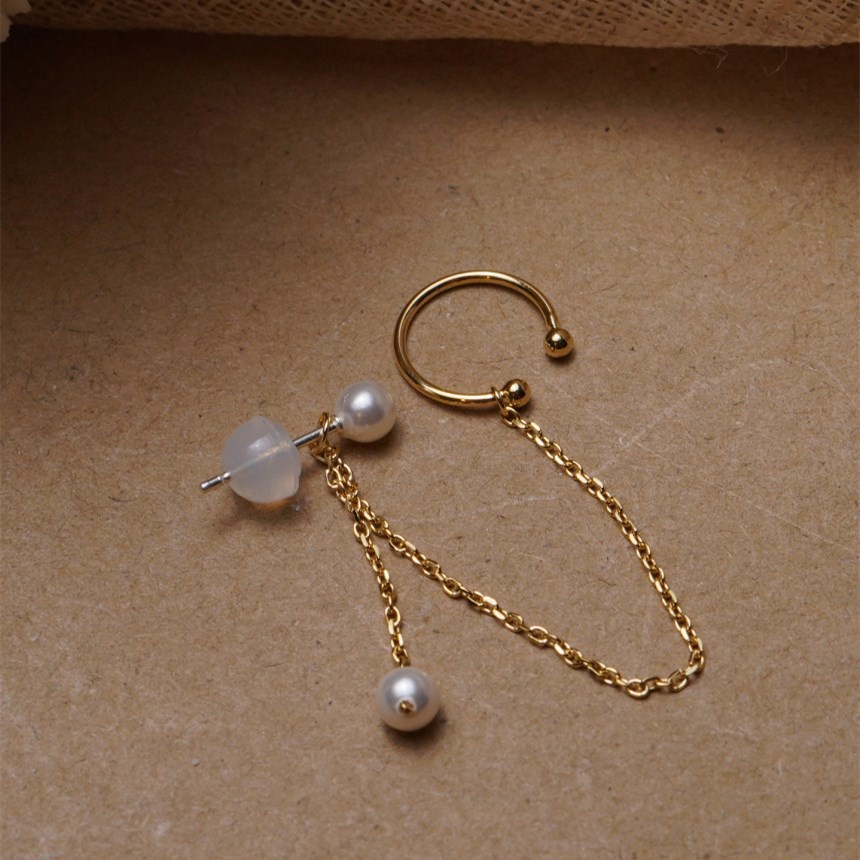 Anting Tusuk Gantung Bahan Sterling silver 925 Desain Rumbai + Mutiara Gaya Korea / Mewah Untuk Wanita