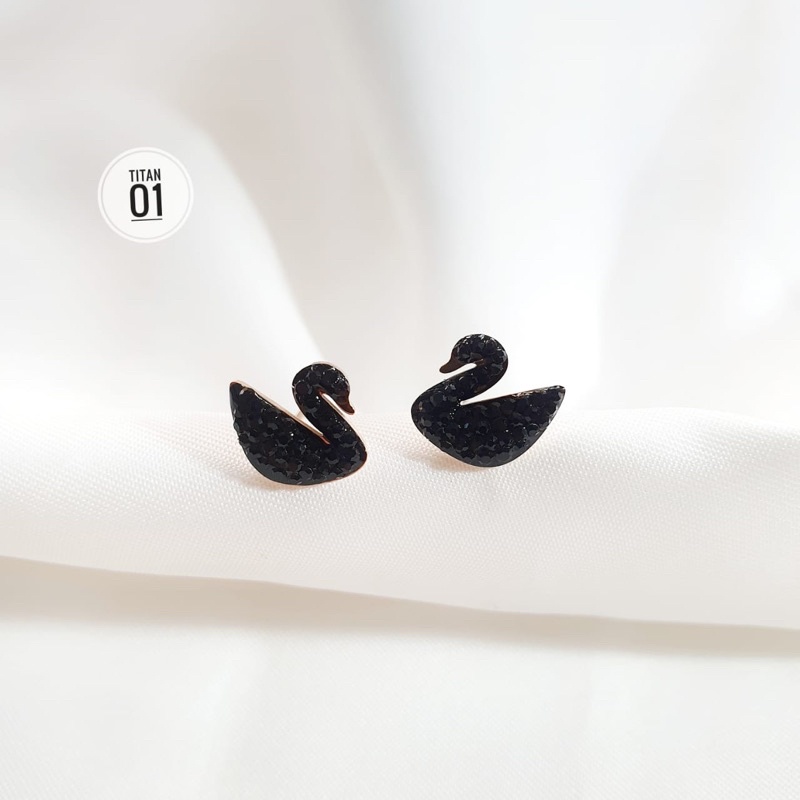 Bisa[COD]Anting titanium angsa mata hitam