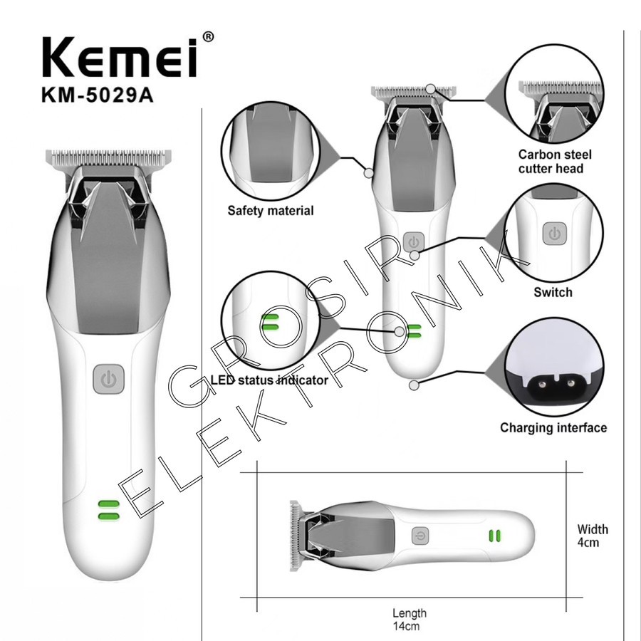 Kemei KM 5029 A Alat Cukur Rambut Smart Hair Clipper Detailer Trimmer USB Cukuran Kemei KM-5029 A