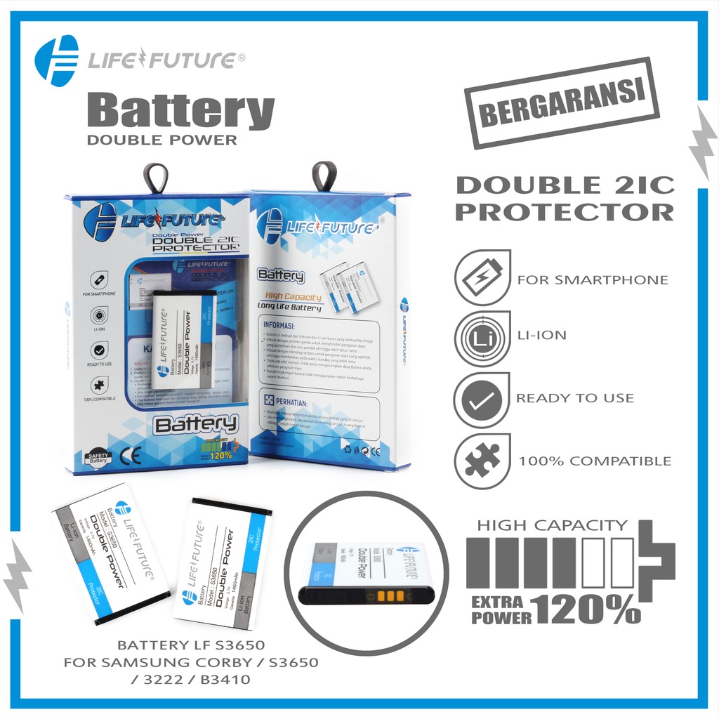 BATERAI SAMSUNG CORBY / S3650 / S322 / B3410 DOUBLE POWER LIFE FUTURE