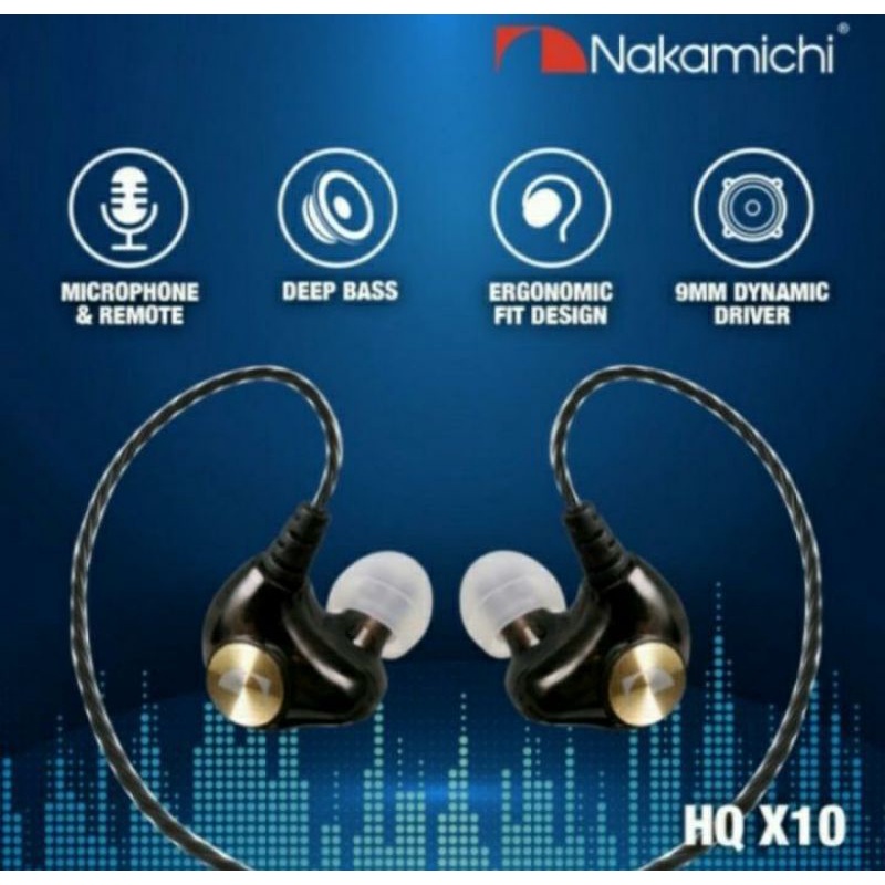 Headset Earphone In Ear Nakamichi HQ X10 Dynamic Driver With Mic