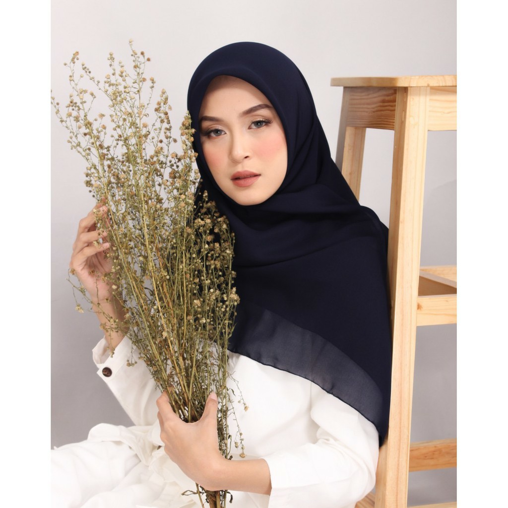 Khimar Segi 4 Syafany Super Finne Polos Murah Meriah-Navy/Dongker