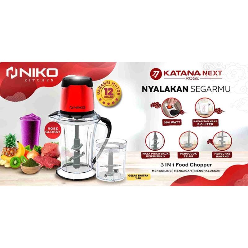 Penggiling 3 in 1 Food Chopper Mixer Niko Katana Next Rose 2 Liter