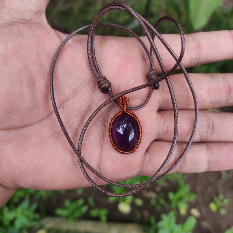 WIRE WRAPPING AMETHYST GEMSTONE / KALUNG LIONTIN BATU AKIK KECUBUNG TANJUNG BINTANG (N)