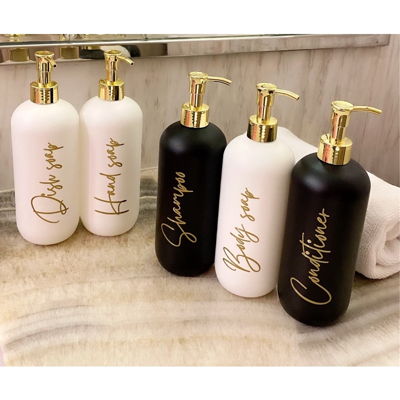 botol doff N24 HITAM PUTIH 500ml gold new pump gold luxury . aesthetic bottle minimalist refill organizer laundry bathroom tempat sabun cair isi ulang estetik