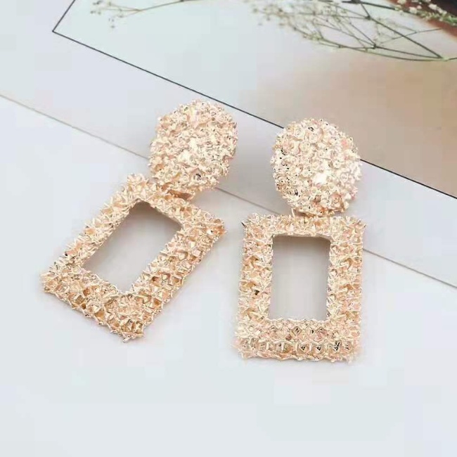 Anting Persegi Korea Hijab Muslim Jilbab Earrings Wanita Fashion Vintage Women Cantik Rectangle Metal Model Tusuk