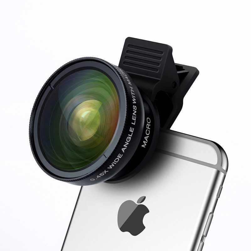 APEXEL Lensa Super Wide Angle Lens + Macro Smartphone - APL-0.45WM [Hitam]