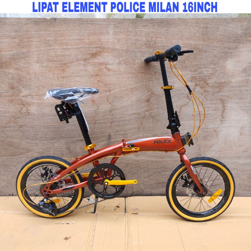 Sepeda Lipat Element Police Milan 16Inch 8Sp Hi-ten stell