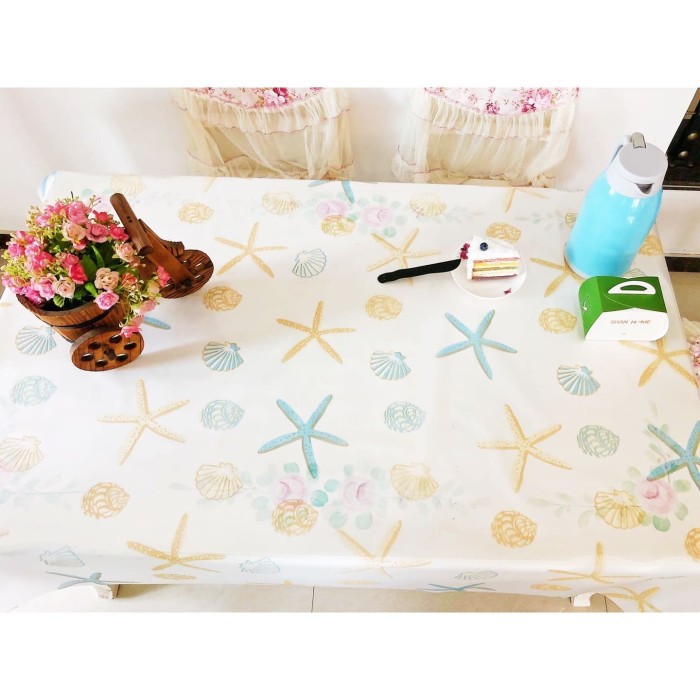 NA-Taplak Meja Anti Air Motif STARFISH bahan PEVA - TAPLAK SEASHELL