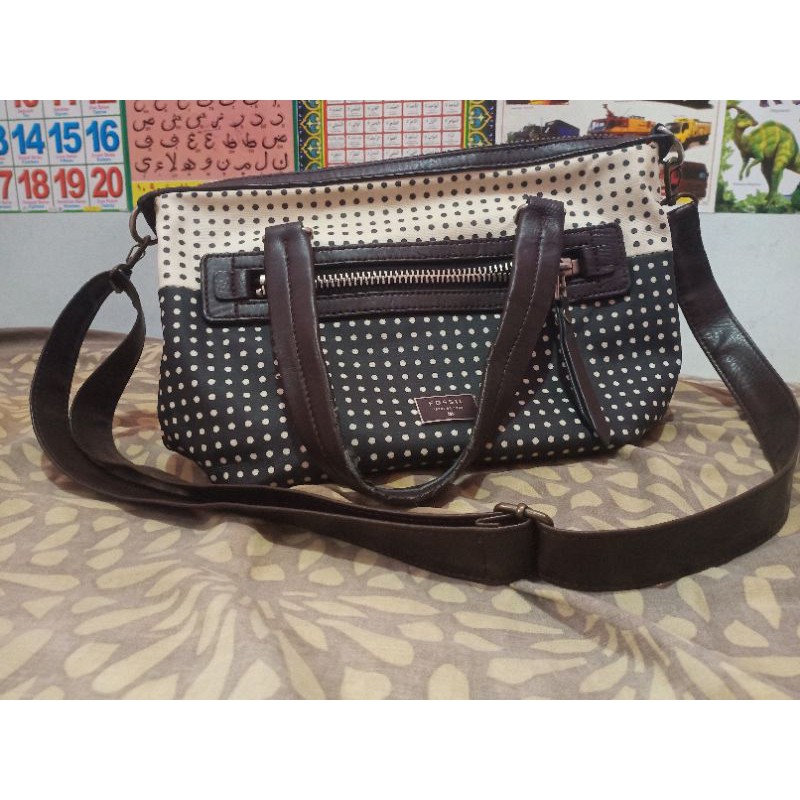 Tas Fossil Motif Polkadot Original authentic Preloved