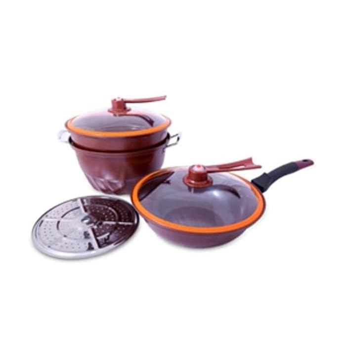 Steamer Fiorenza 6 Cookware Set Wok Panci Keramik Steamer Casserole