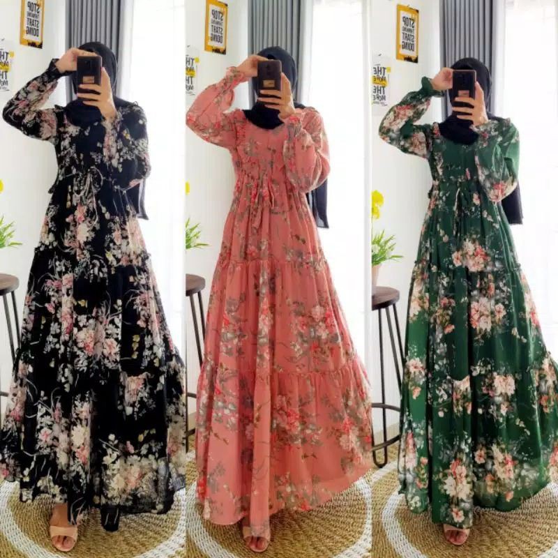 GAMIS MOTIF BAHAN CERUTY / GROSIR TANGAN PERTAMA TERMURAH