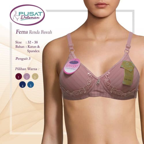 Promo ECER BH FEMA 767 BORDIR BAWAH TANPA KAWAT - 34 Limited