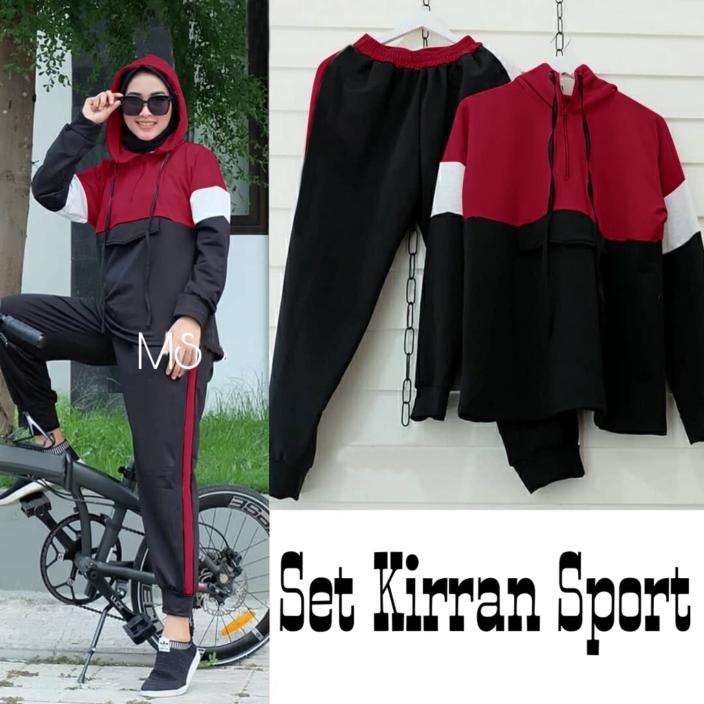 3 UKURAN L XL XXL SET KIRRAN SPORT HOODIE FASHION PAKAIAN WANITA SETELAN ATASAN DAN CELANA BABYTERRY MS ADA VIDEO REAL PICT