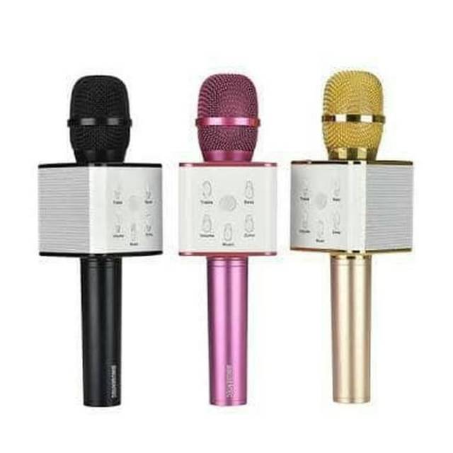 MIC BLUETOOTH Q7 KARAOKE KTV WIRELESS/MICROPHONE PORTABLE SMULE SPEAKER MICROPON QUALITY HIGH END