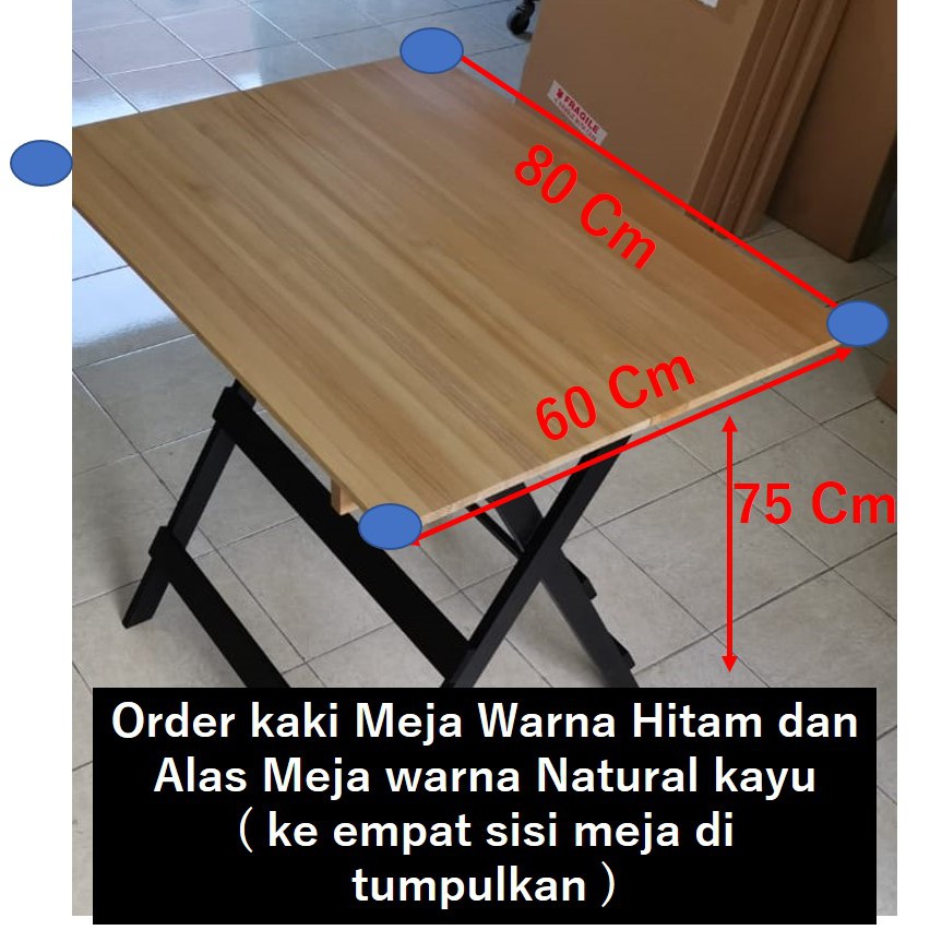 Meja Lipat 80x60 Tinggi 70 / 75 / 85 cm Full Kayu Solid