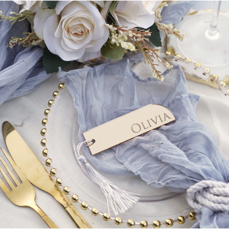 

Custom Hampers Tag Half Rectangle Label Tag Acrylic Mirror 9x2,5cm