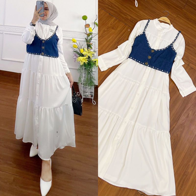 MIDI DRESS KATUN MIX ROMPI JEANS BY NILA IMPORT h