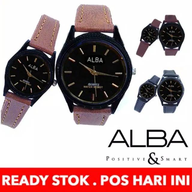 Jam Tangan Pria/Wanita Alba Vintage Kulit Couple