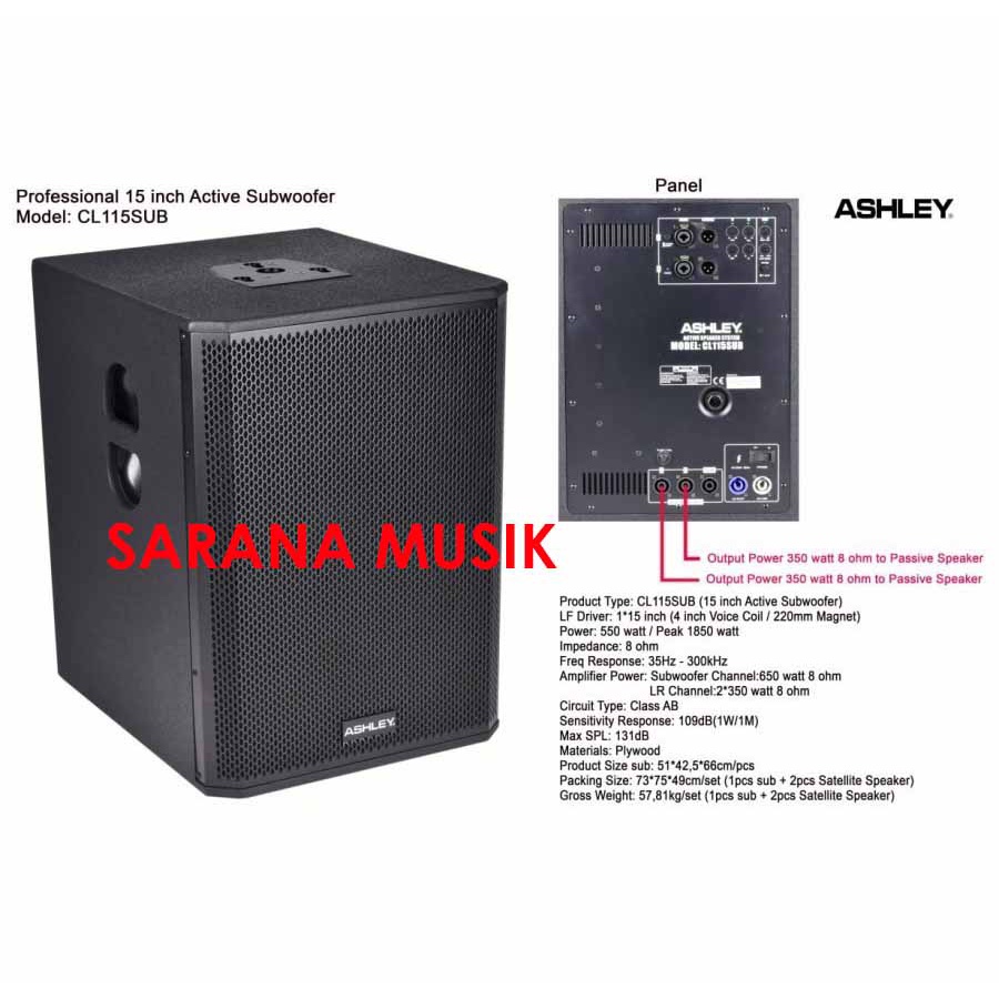 Subwoofer Aktif 15 Inch Ashley CL115SUB Original CL 155 SUB CL-155SUB