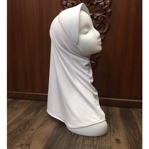 Hijab Sport Linear. Bergo Pendek, Bergo Sekolah-putih bersih