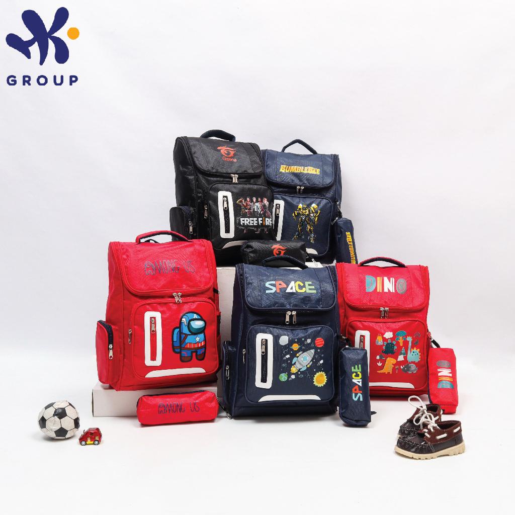 Tas Ransel Anak Sekolah SD HK Grup Motif Among Us Dino