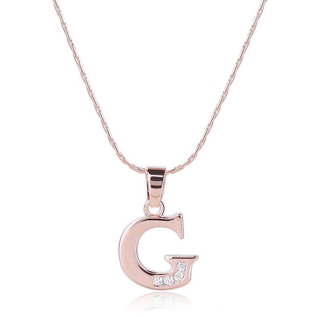 LRC Kalung Fashion Color Metal Letterg Shape Pendant Decorated Simple Long Chain Neckalce