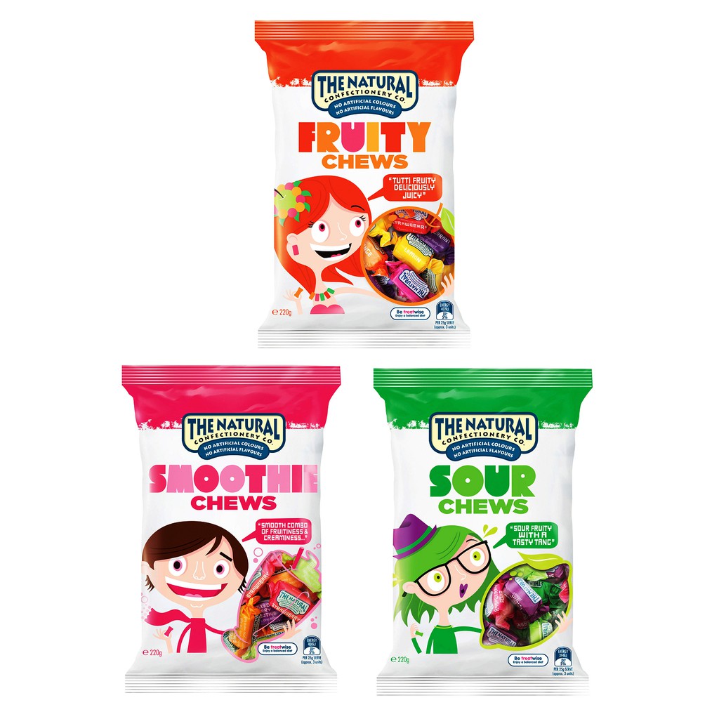 

The Natural Confectionery Co. Chews Candies Sour Fruity Smoothie 220g