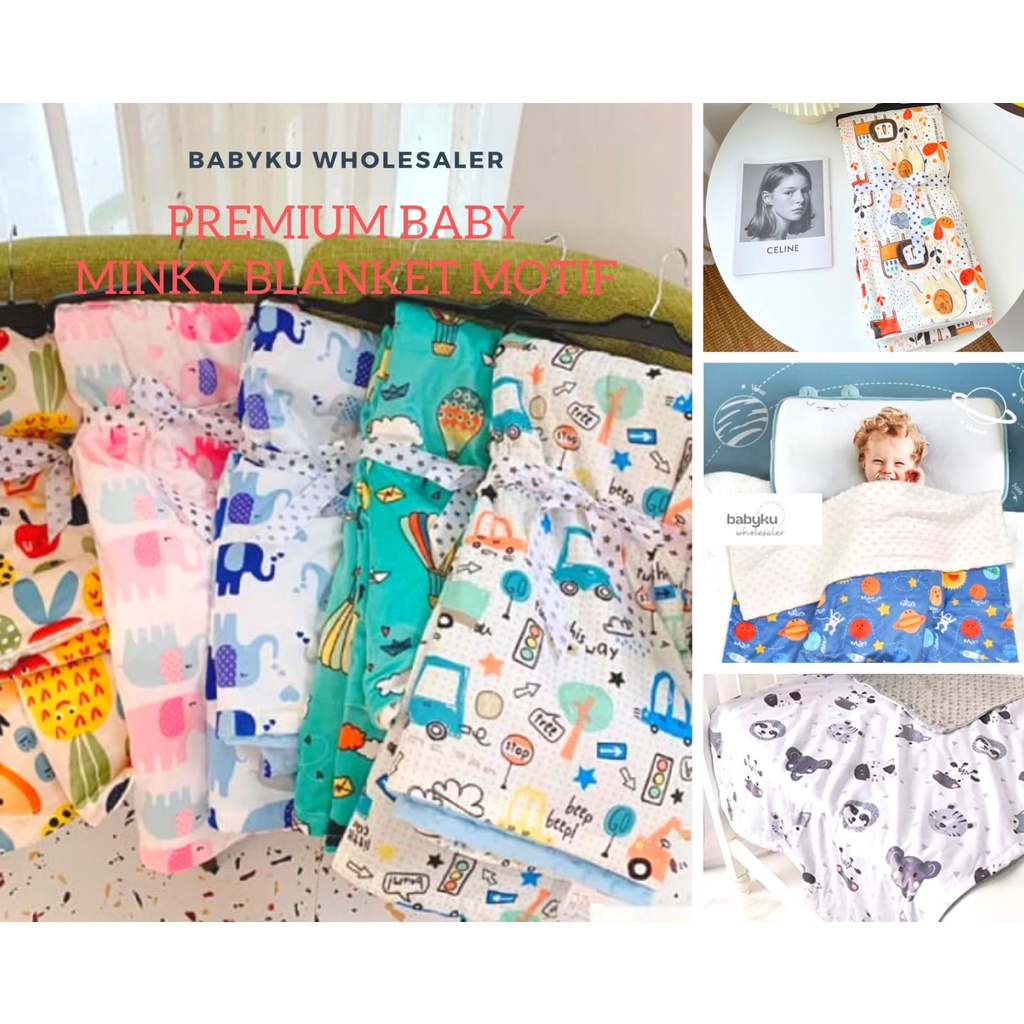 Selimut bayi double fleece minky dot printing