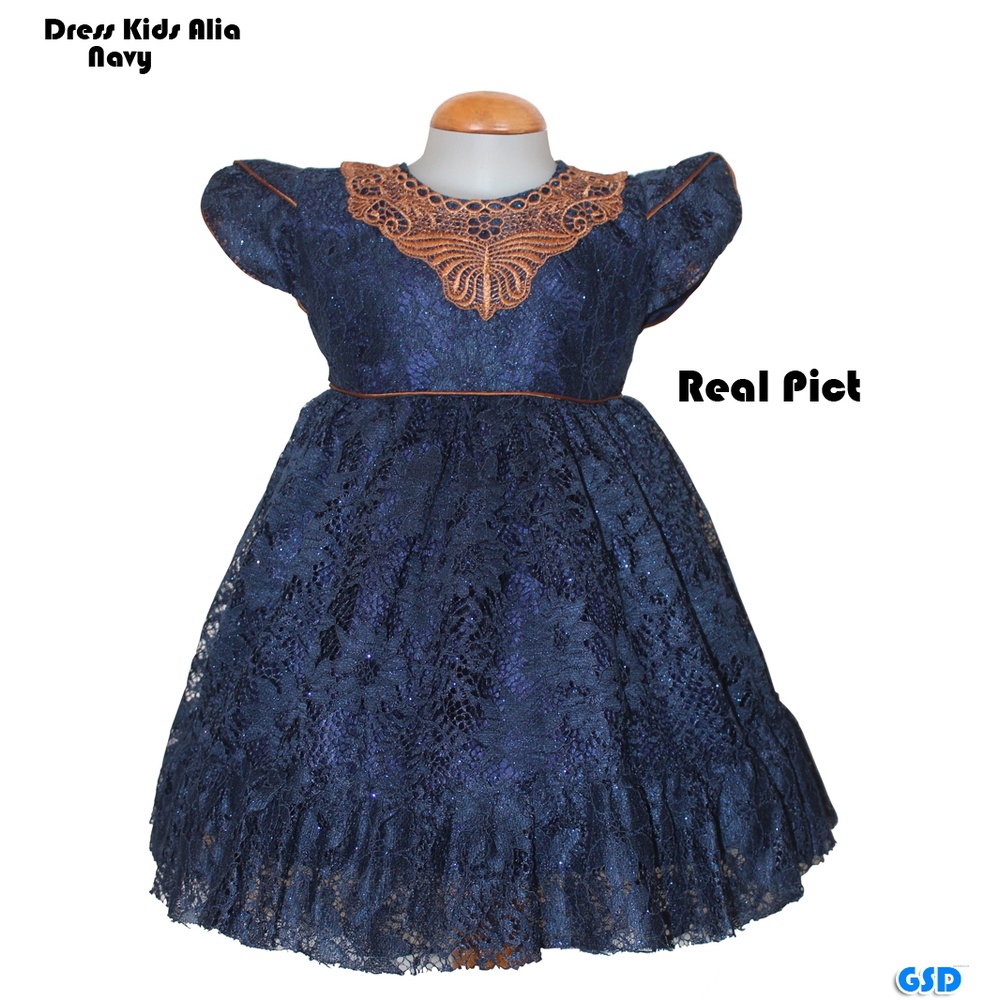 Dress Kids Alia/Baju Anak Asimetris Brukat Renda / Gaun Rample Anak Usia 1-3 Tahun / Midi Dress