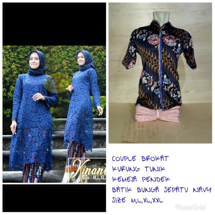 couple set kebaya kurung tunik dan hem pendek