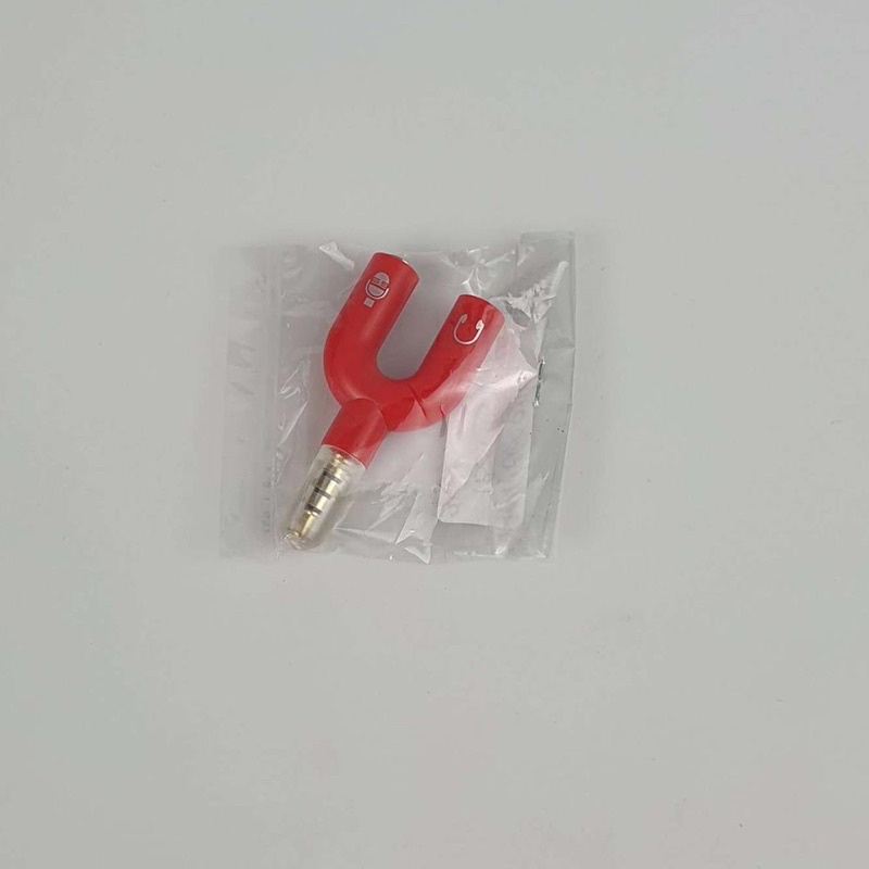 TaffSTUDIO Splitter Audio Shape U 3.5mm ke Headphone &amp; Mic - K0650 - Red