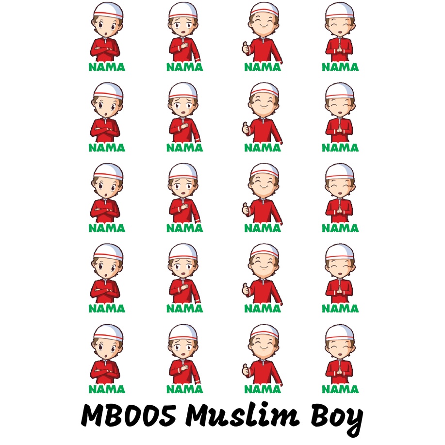 

Sticker Nama Cutting Label Waterproof Tahan Air Muslim Boy 05 (MB005)