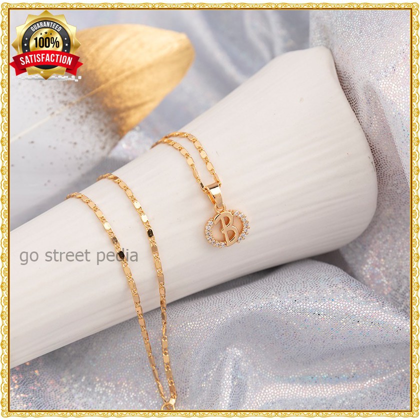 KALUNG EMAS HURUF MOTIF BULAT A SAMPAI Z / AKSESORIS KALUNG PERHIASAN KALUNG