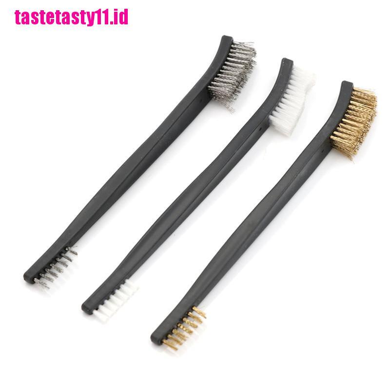 【TTID】3pcs Mini Stainless Steel Brass Nylon Wire Brush Set Cleaning Polish Tool