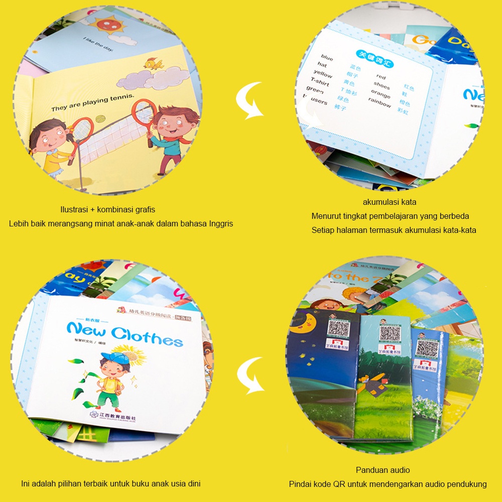 Buku Cerita Anak Belajar Membaca Bahasa Inggris | Bisa Scan Barcode Audio and Video Story Book | 60 Judul-8
