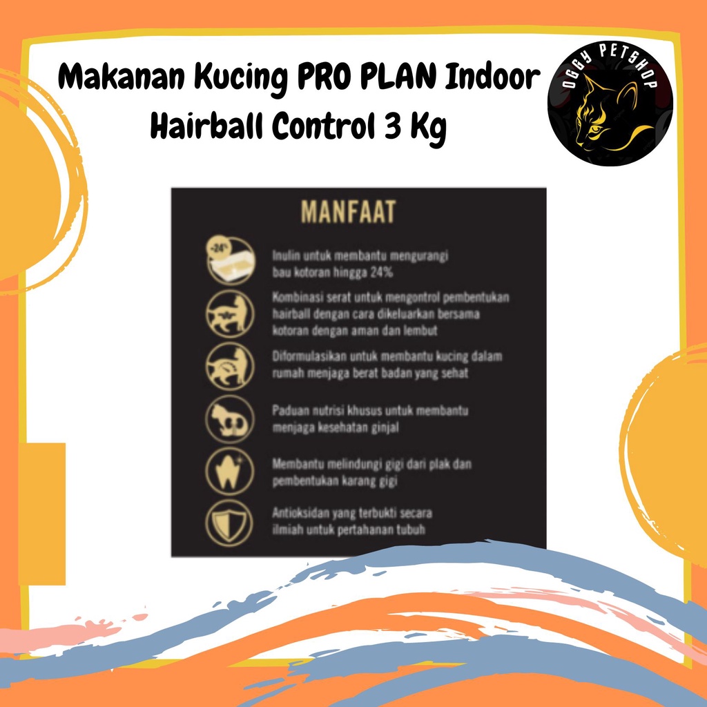 Makanan Kucing PRO PLAN Indoor Hairball Control 3 Kg | PROPLAN CAT 3K