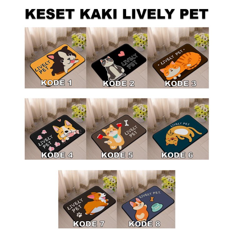 COD - H627 Keset kaki Anti Slip Bahan Memory Foam Menyerap (40×60cm) / Keset Kamar Mandi-Keset Lively Pet