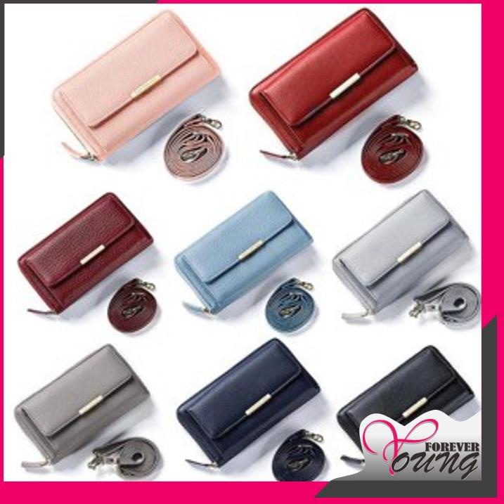➬dl Ready [LOKAL] FOREVER YOUNG - D1064 DOMPET HAMLE Dompet Lipat Wanita [Free Tali Panjang]