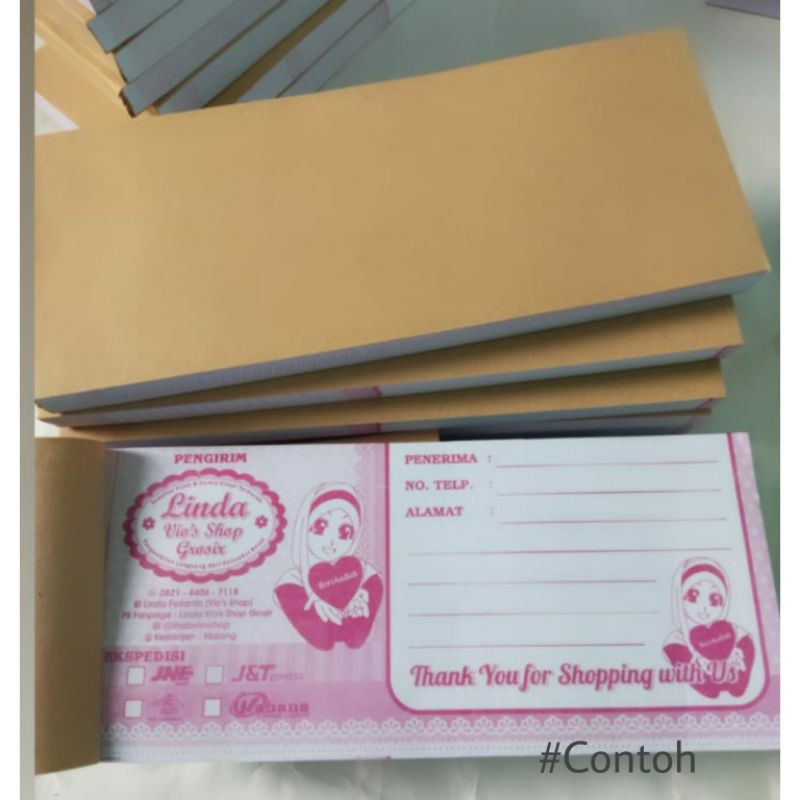 lebel pengiriman pakai nama olshop/kertas pengiriman custom/kertas pengiriman 1000 lembar