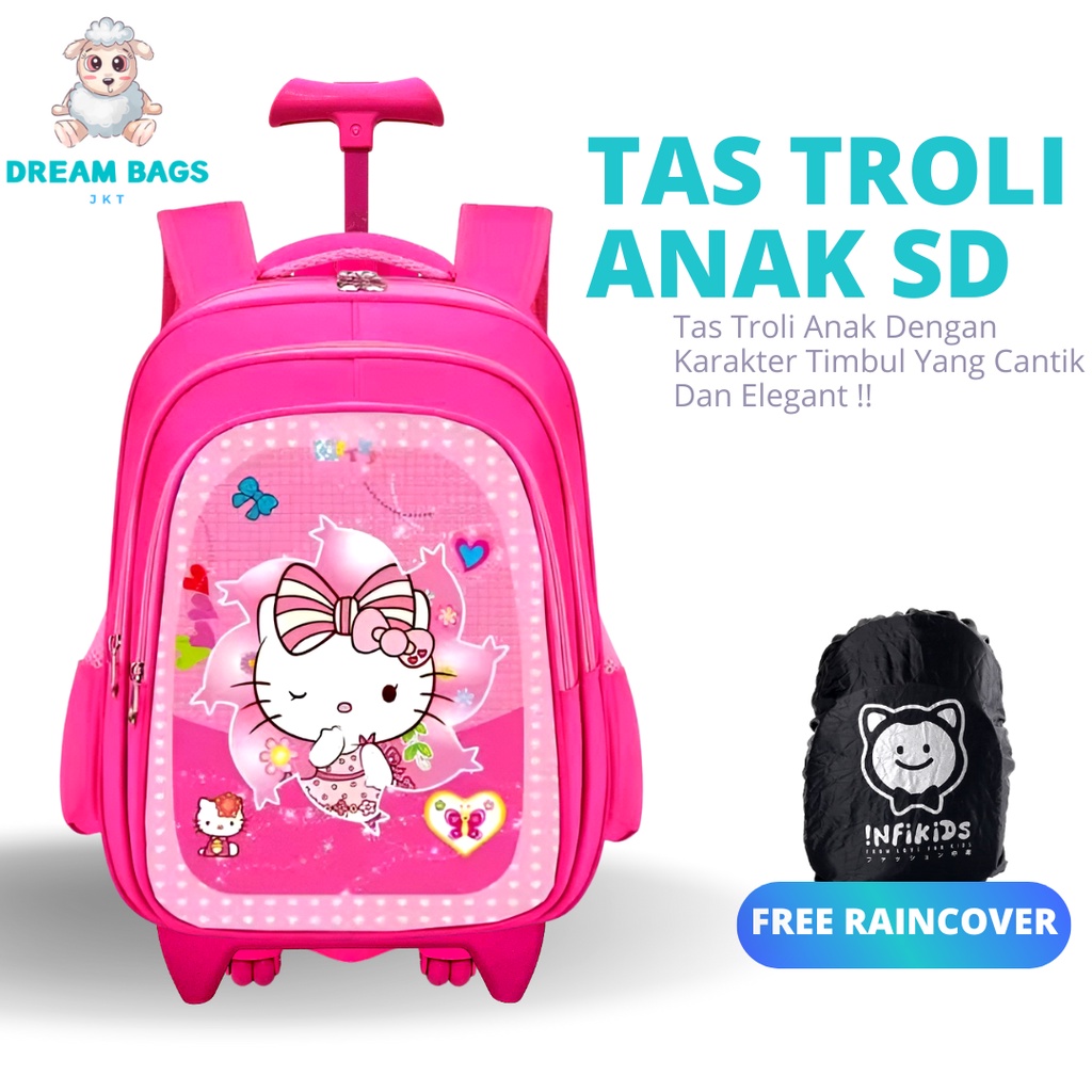 Dream Bags Tas Koper Anak Perempuan Import Karakter TIMBUL Tas Sekolah Anak SD Troli Anak Perempuan Tas Trolley Anak