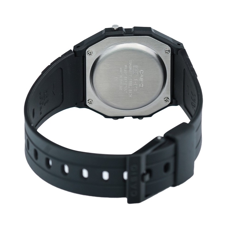 Casio F-91W-1DG Jam Tangan wanita - Digital - Karet - Hitam lis  Biru