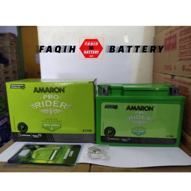 Aki Motor Kawasaki Ninja 250 FI ETZ9R/YTX9A-BS AMARON AKI KERING 8Ah