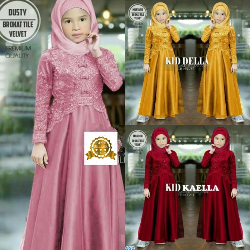 GAMIS BRUKAT ANAK BAJU GAMIS ANAK BRUKAT MAXI KAELLA BRUKAT ANAK USIA 3-9 TAHUN