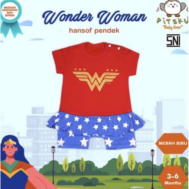 Piteku romper wonder woman 3-6 bulan