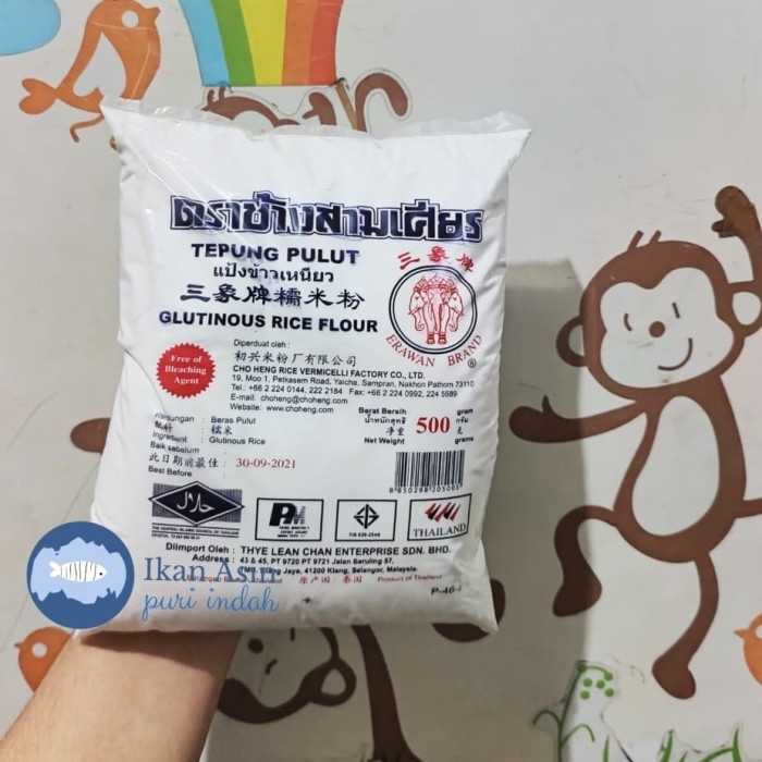

Ketan-Beras-Tepung- Tepung Ketan Thailand - Erawan Brand 500Gr -Tepung-Beras-Ketan.