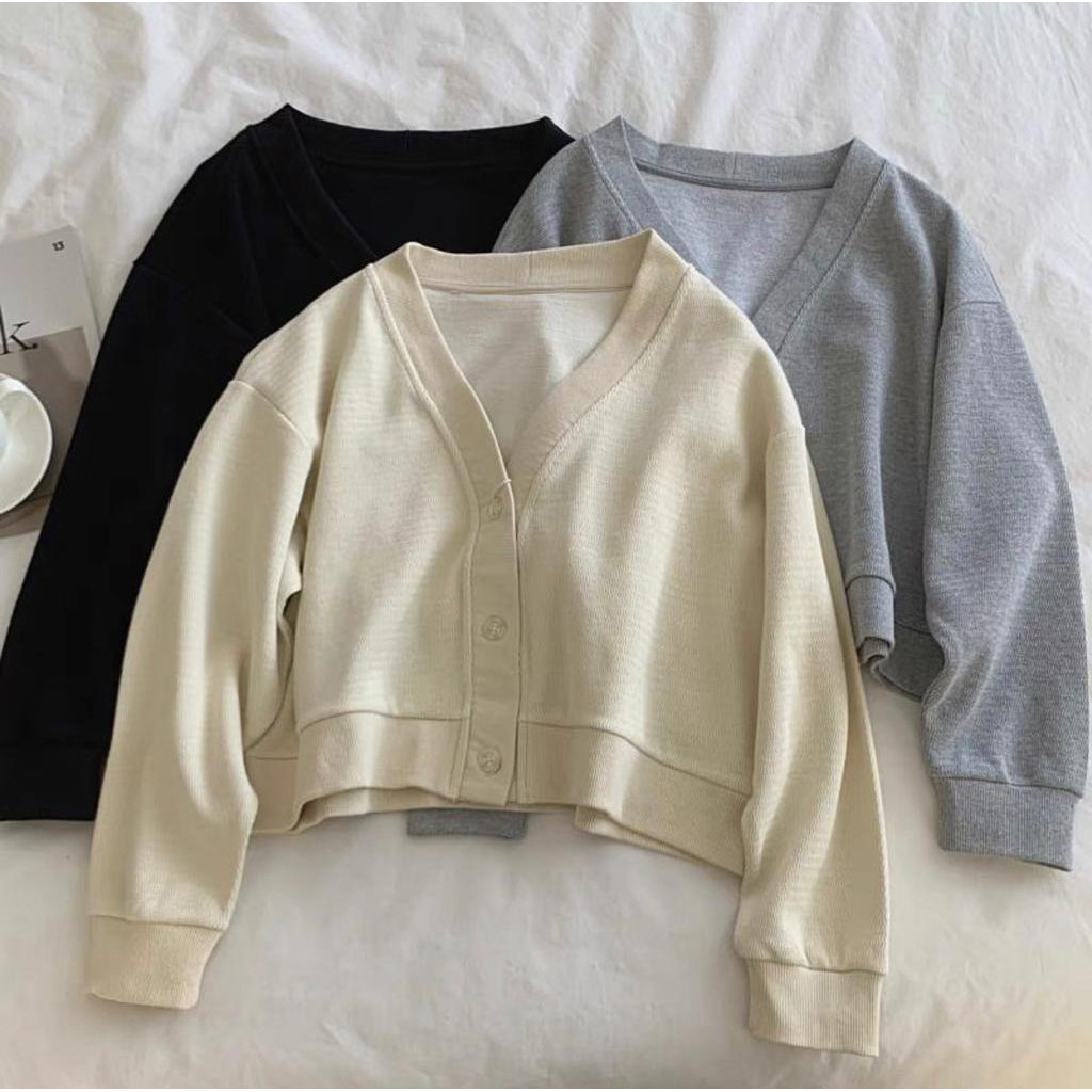 COD - Lalisa Outer Crop Matt Fleece Tebal Outerwear Sweater Croope  OOTD Remaja Wanita Korean Style Muslim