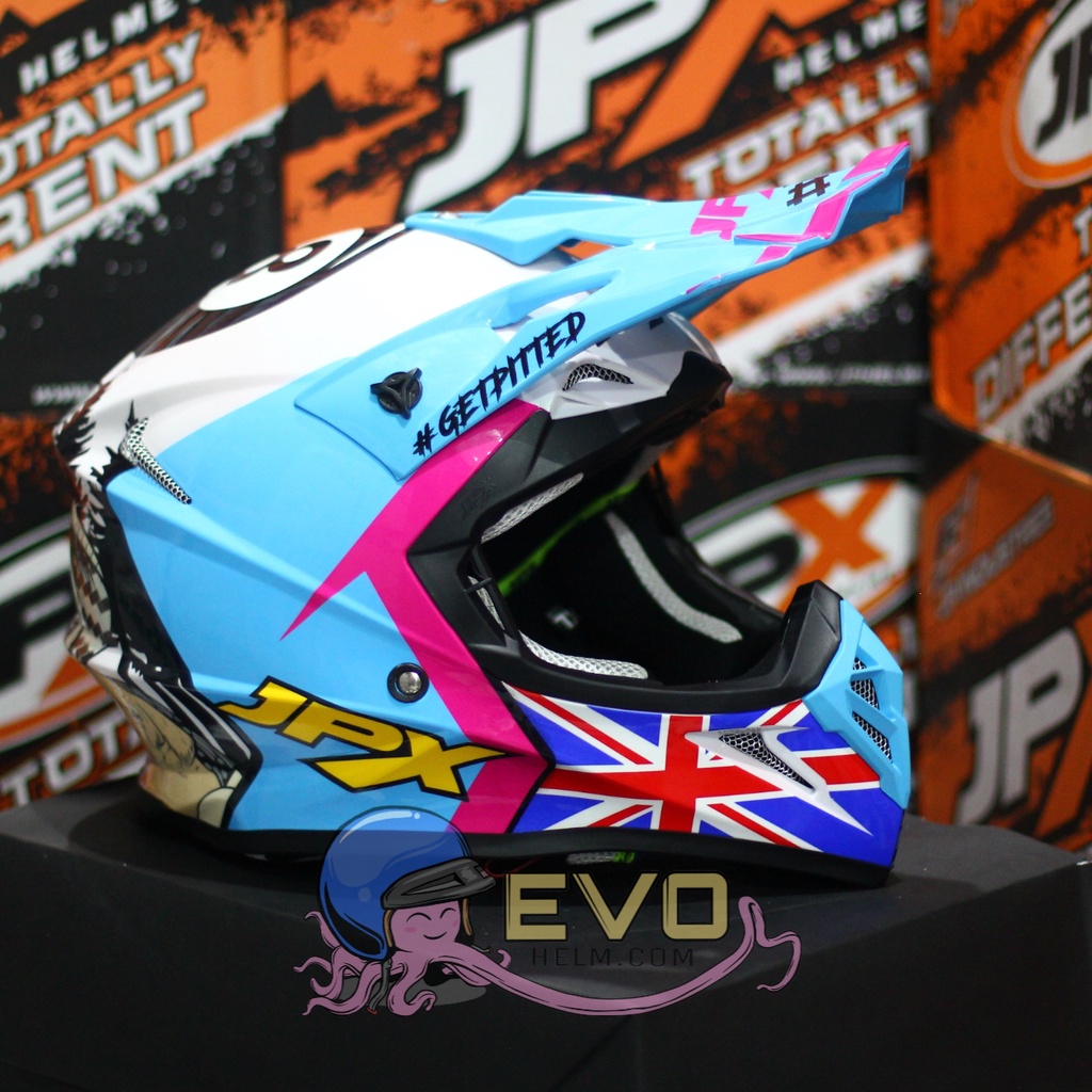 HELM JPX CROSS_FOX1 SERI X26 - PEARL WHITE DOFF + GOOGLE SNAIL (ONGKIR 2 KG) HELM JPX X26 MOTIF BATIK JPX BATIK JPX X26 BLUE PAKET GANTENG HELM JPX TERBARU