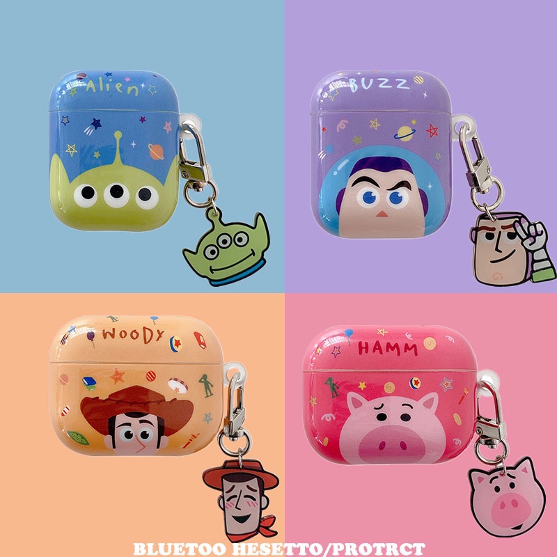 Kartun Lucu Kompatibel Untuk Untuk Untuk Airpods1 /2 Case Pelindung TPU Cover Dengan Gantungan Kunci