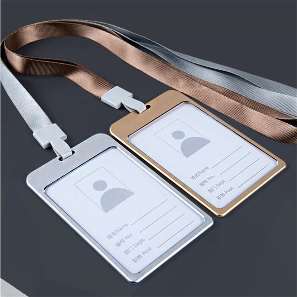 QUINTON Aluminium ID Card Holder Credit Pass Tag Work Badge Company Employee Security Identity Alloy Certificate with Lanyard/Multicolor